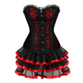 Dramatic Red and Black Lace Overbust Corset with Sweetheart Neckline and Front Busk