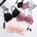Romantic Light Pink Floral Lace Underwire Bra and Textured Panty Set