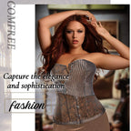 Vintage Brocade Corset Top with Buckle Accents and Lace-Up Back Design