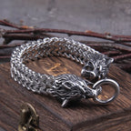 Wolf Charm Chain Bracelet With Nordic Inspired Punk Statement Design