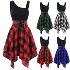 Gothic Plaid Skater Dress with Alternative Fashion Style