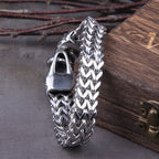 Wolf Charm Chain Bracelet With Nordic Inspired Punk Statement Design