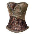 Vintage Brocade Corset Top with Buckle Accents and Lace-Up Back Design