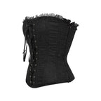 Dramatic Red and Black Lace Overbust Corset with Sweetheart Neckline and Front Busk