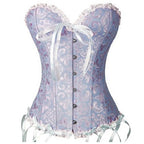 Vintage Brocade Corset Top with Buckle Accents and Lace-Up Back Design