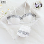Elegant Eyelash Lace Half-Cup Balconette Bra and Panty Ensemble