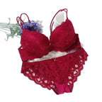 Romantic Light Pink Floral Lace Underwire Bra and Textured Panty Set