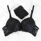 Deep Crimson Floral Lace Push-Up Bra and Coordinated Panty Set