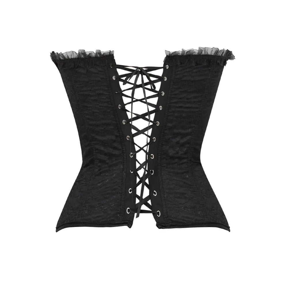 Dramatic Red and Black Lace Overbust Corset with Sweetheart Neckline and Front Busk