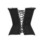 Dramatic Red and Black Lace Overbust Corset with Sweetheart Neckline and Front Busk