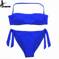 Dusty Rose Bandeau Bikini Set with Ruching and Tie-Side Bottoms