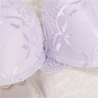 Deep Crimson Floral Lace Push-Up Bra and Coordinated Panty Set