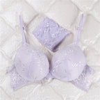 Deep Crimson Floral Lace Push-Up Bra and Coordinated Panty Set