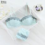 Elegant Eyelash Lace Half-Cup Balconette Bra and Panty Ensemble