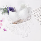 Romantic Light Pink Floral Lace Underwire Bra and Textured Panty Set