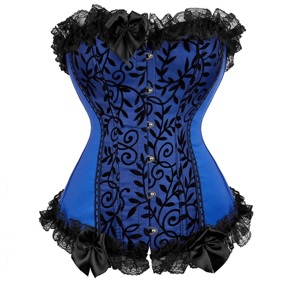 Dramatic Red and Black Lace Overbust Corset with Sweetheart Neckline and Front Busk
