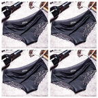 Four-Piece Low-Rise Seamless Brief Set with Intricate Lace Backs