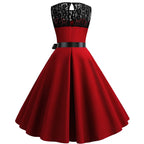 Elegant Lace Bodice Vintage Inspired Alternative Swing Midi Dress