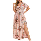 Romantic Floral Wrap Front Alternative Fashion Maxi Dress