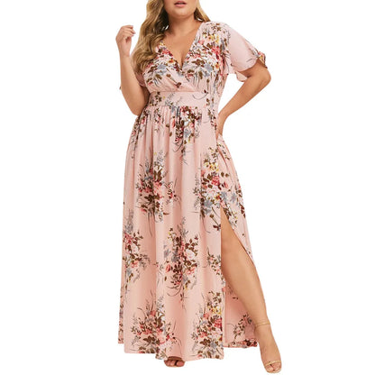 Romantic Floral Wrap Front Alternative Fashion Maxi Dress
