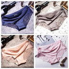 Four-Piece Low-Rise Seamless Brief Set with Intricate Lace Backs