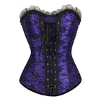 Dramatic Red and Black Lace Overbust Corset with Sweetheart Neckline and Front Busk