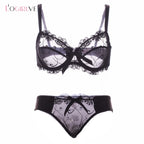 Romantic Dusty Pink Floral Embroidered Underwire Bra and Brief Set