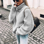 Women's Half Turtleneck Relaxed Fit Coarse Knit Casual Sweater