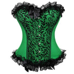 Dramatic Red and Black Lace Overbust Corset with Sweetheart Neckline and Front Busk