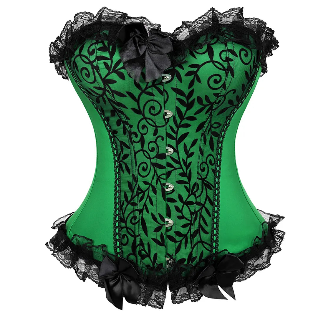 Dramatic Red and Black Lace Overbust Corset with Sweetheart Neckline and Front Busk