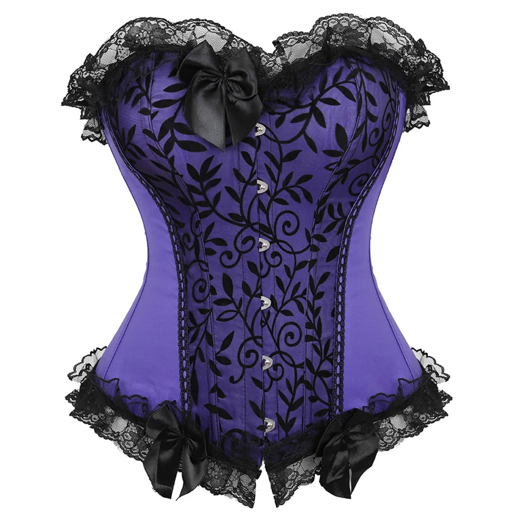 Dramatic Red and Black Lace Overbust Corset with Sweetheart Neckline and Front Busk