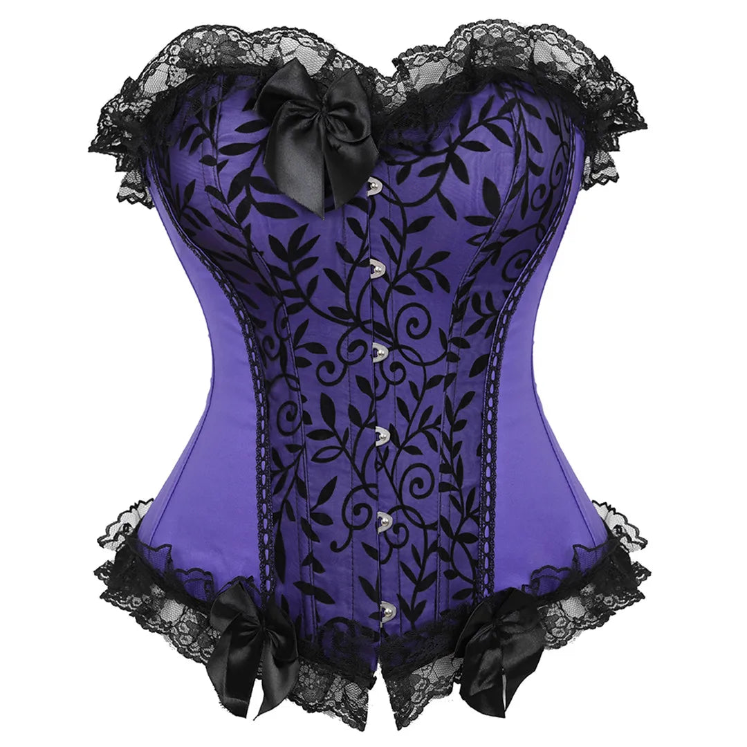 Dramatic Red and Black Lace Overbust Corset with Sweetheart Neckline and Front Busk