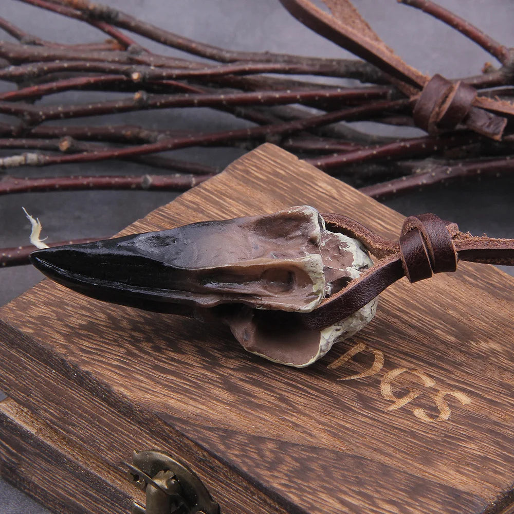 Gothic Raven Skull Pendant Necklace Inspired by Dark Alternative Aesthetics