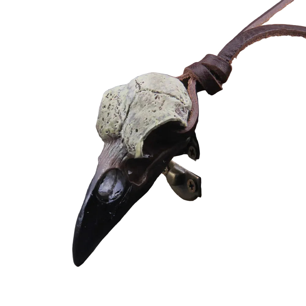 Gothic Raven Skull Pendant Necklace Inspired by Dark Alternative Aesthetics