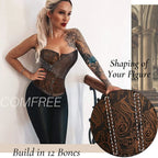Vintage Brocade Corset Top with Buckle Accents and Lace-Up Back Design