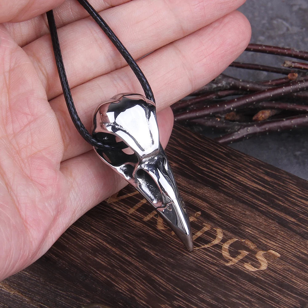 Mini Raven Skull Pendant Necklace for Gothic Alternative Style