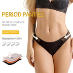 Five-Piece Black Menstrual Brief Set with Sheer Mesh Panels and Travel Bags
