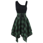 Gothic Plaid Skater Dress with Alternative Fashion Style