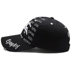 Typography Embroidered Baseball Cap Adjustable Curved Brim Urban Streetwear Fashion Hat
