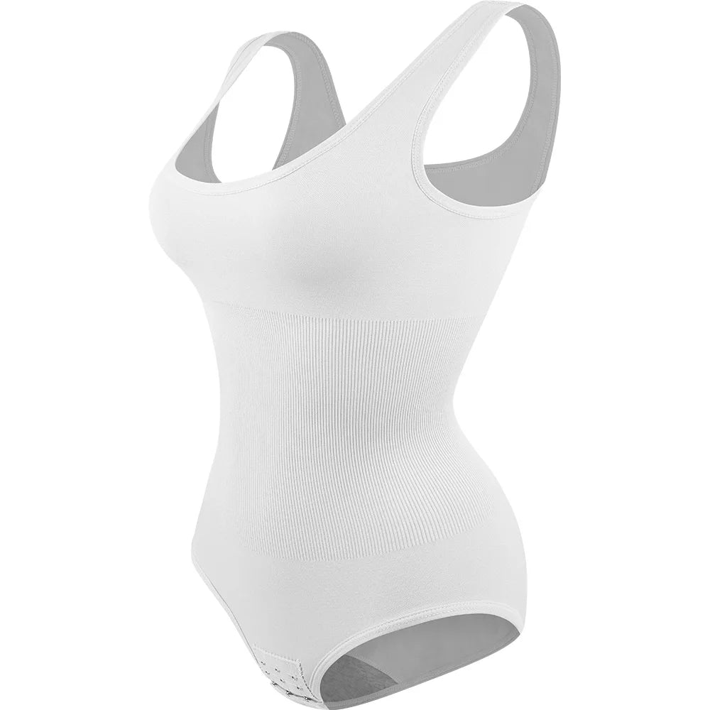 Seamless-Looking Sleeveless Bodysuit with Classic Scoop Neckline and Wide Straps