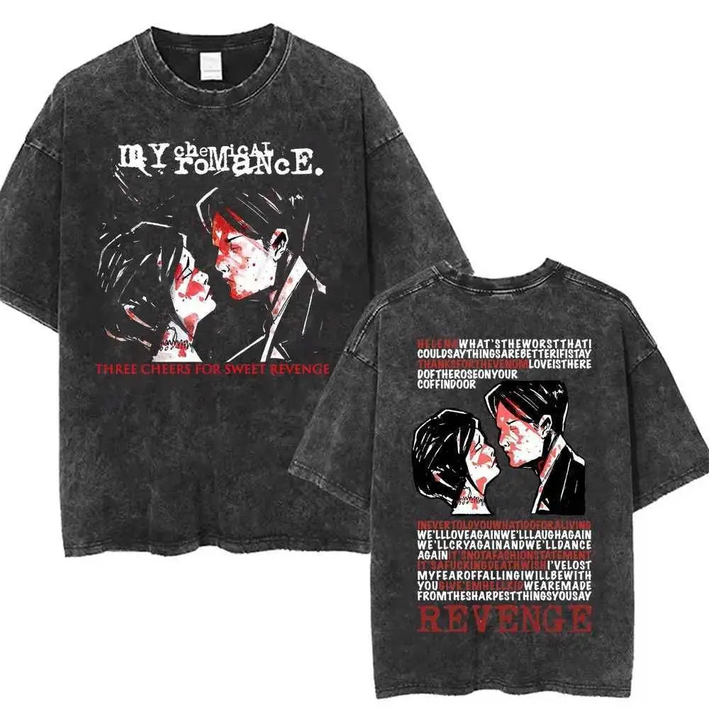 Anime-Inspired Dark Graphic Punk Tee With Vintage Alternative Streetwear Style