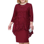 Elegant Floral Lace Overlay Alternative Occasion Midi Dress
