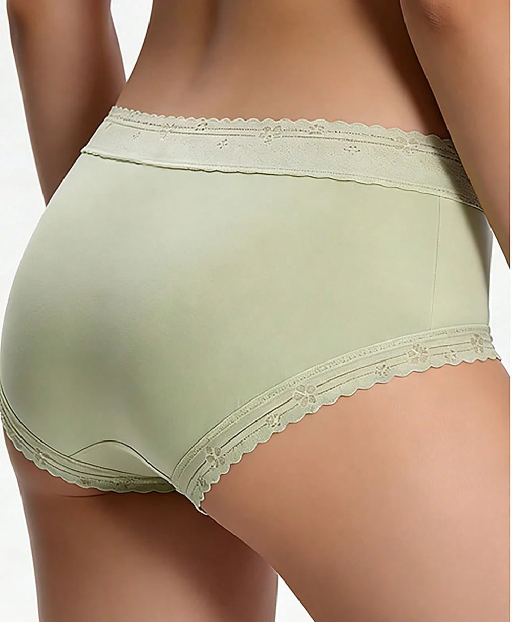 6-Pack Pastel Low-Rise Panties with Delicate Lace Trim and Center Bow Detailing