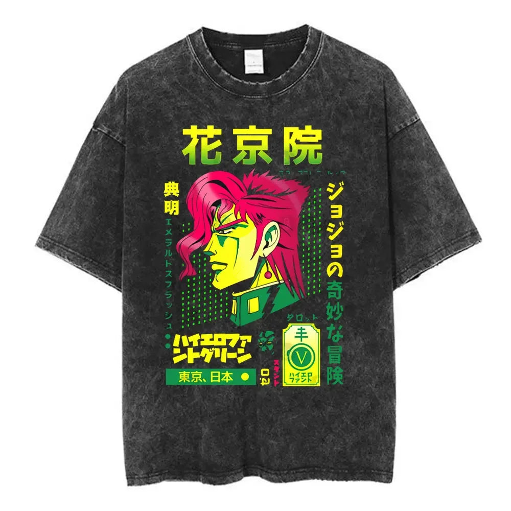 Retro Japanese Pop Art Oversized Washed Streetwear Graphic T-Shirt