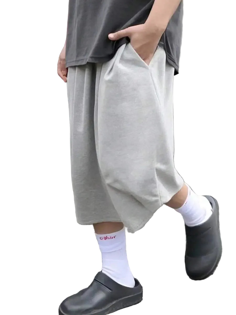 Men's Loose Fit Mid Length Casual Shorts with Elastic Waist and Minimalist Streetwear Style