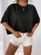 Batwing Sleeve Crop Tee with Relaxed Silhouette and Casual Streetwear Style