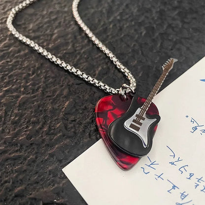 Guitar Pick Pendant Necklace for Punk Grunge and Alternative Streetwear Looks