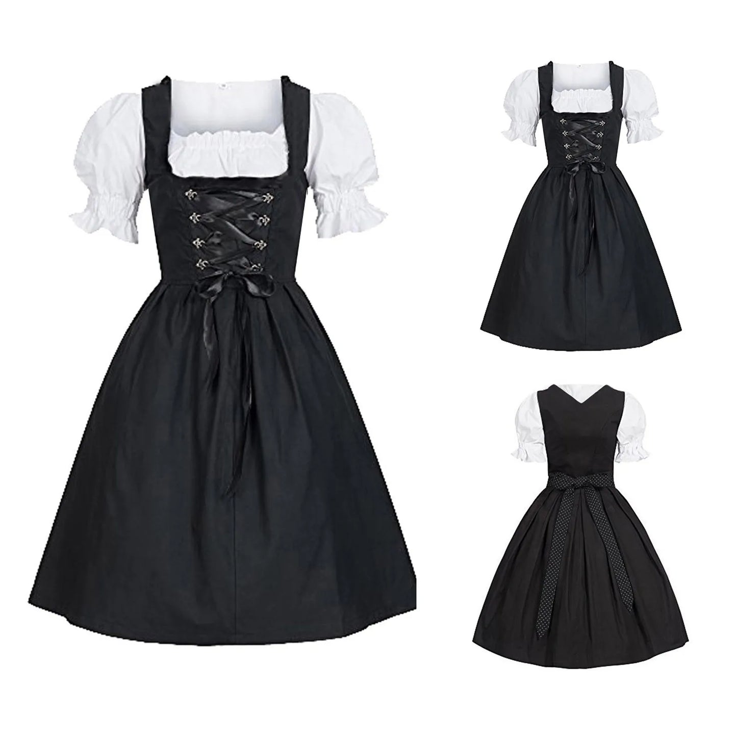 Classic Lace Up Corset Style Alternative Pinafore Midi Dress