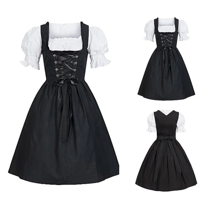 Classic Lace Up Corset Style Alternative Pinafore Midi Dress