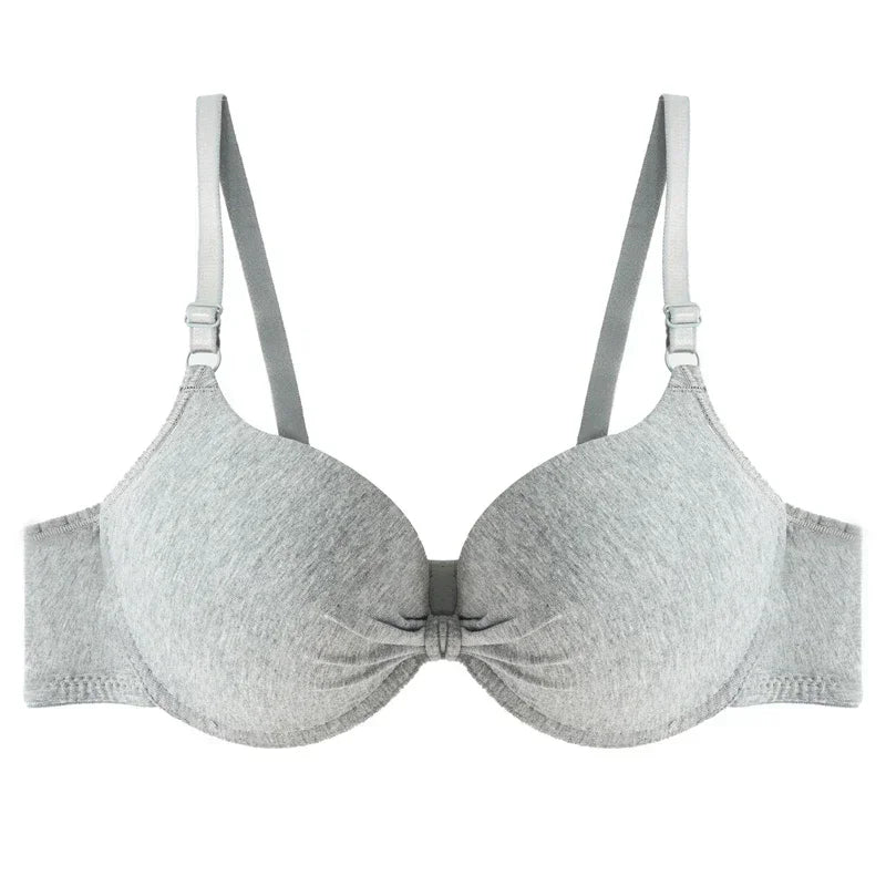 Cotton Deep-V Push-Up Bra with Gathered Cup Detail, Adjustable Straps and Classic Everyday Silhouette